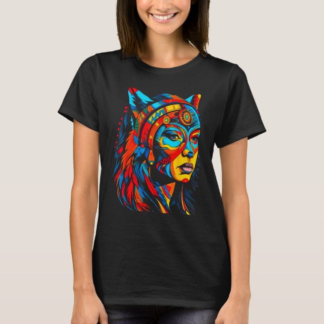 Camiseta Woman Wolf Head Native American Creative (Anverso)