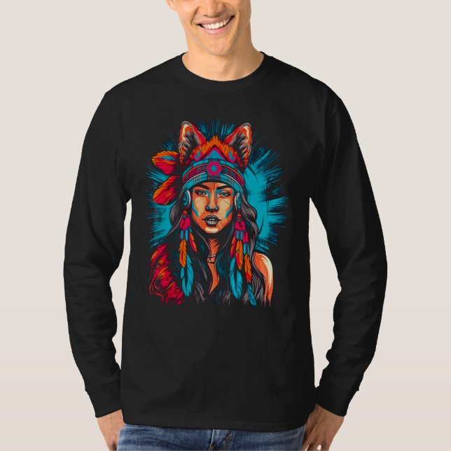 Camiseta Woman Wolf Head Native American Intuitive (Anverso)