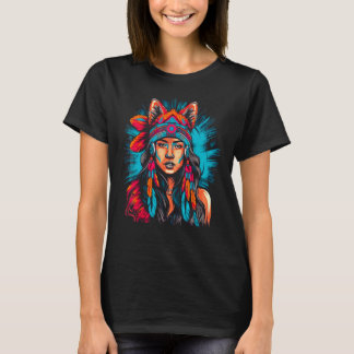 Camiseta Woman Wolf Head Native American Intuitive