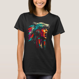 Camiseta Woman Wolf Head Native American Spiritually Connec