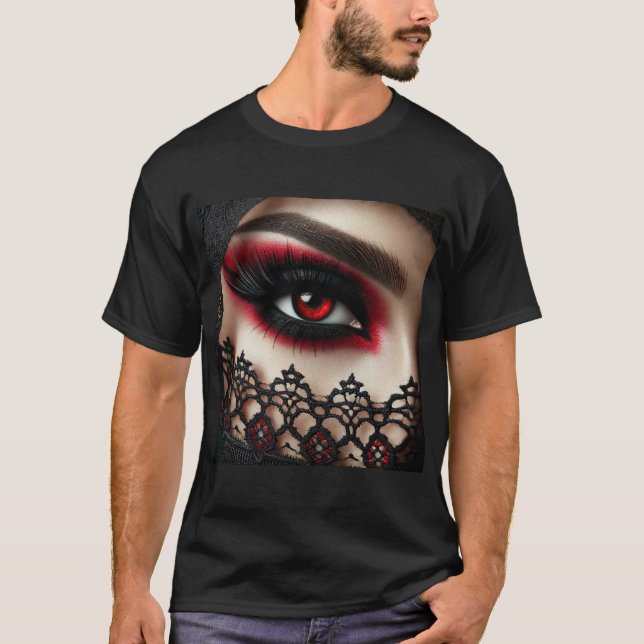 Camiseta Woman's eye with a striking red iris (Anverso)
