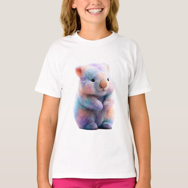 Camiseta Wombat Arcoíris Lindo Niños (Anverso)