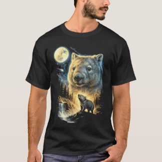 Camiseta Wombat Aullando A La Luna Meme Divertido 9039S