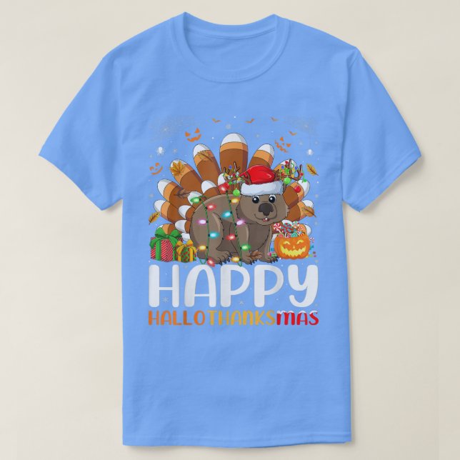 Camiseta Wombat Lover Halloween Christmas Happy Hallothanks (Diseño del anverso)