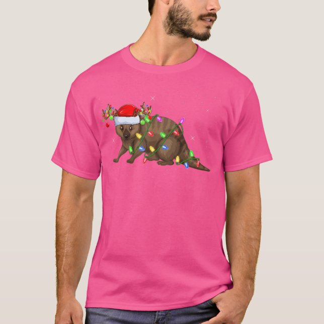 Camiseta Wombat Lover Xmas iluminando a Navidades de Santa  (Anverso)