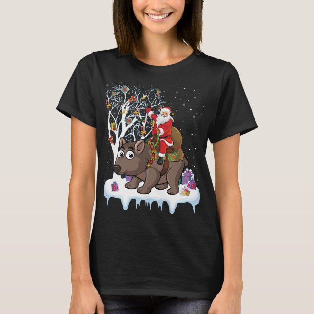 Camiseta Wombat Lover Xmas Regalo Santa Riding Wombat Navid (Anverso)