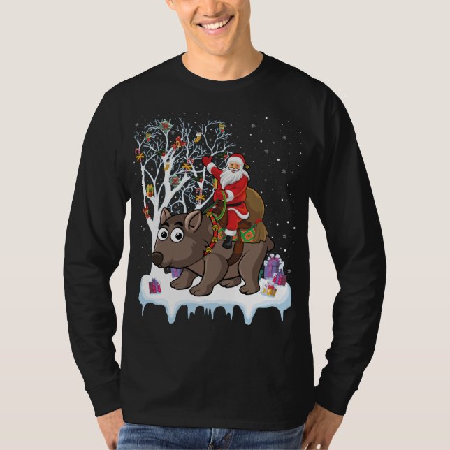 Camiseta Wombat Lover Xmas Regalo Santa Riding Wombat Navid (Anverso)