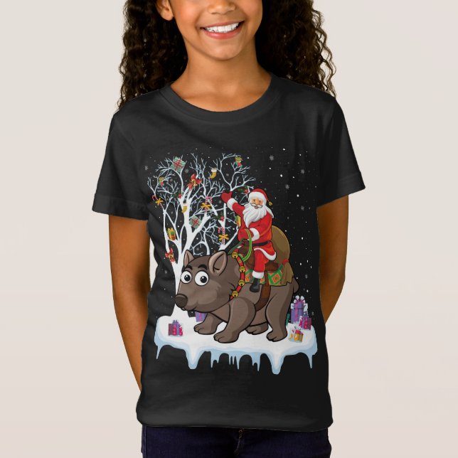 Camiseta Wombat Lover Xmas Regalo Santa Riding Wombat Navid (Anverso)
