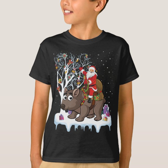 Camiseta Wombat Lover Xmas Regalo Santa Riding Wombat Navid (Anverso)