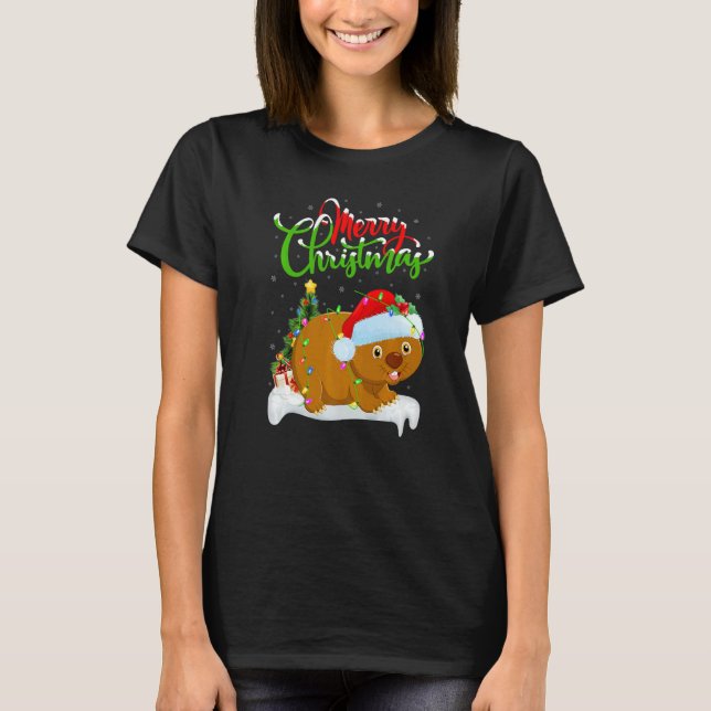 Camiseta Wombat  Xmas Decorations Santa Wombat Christmas (Anverso)