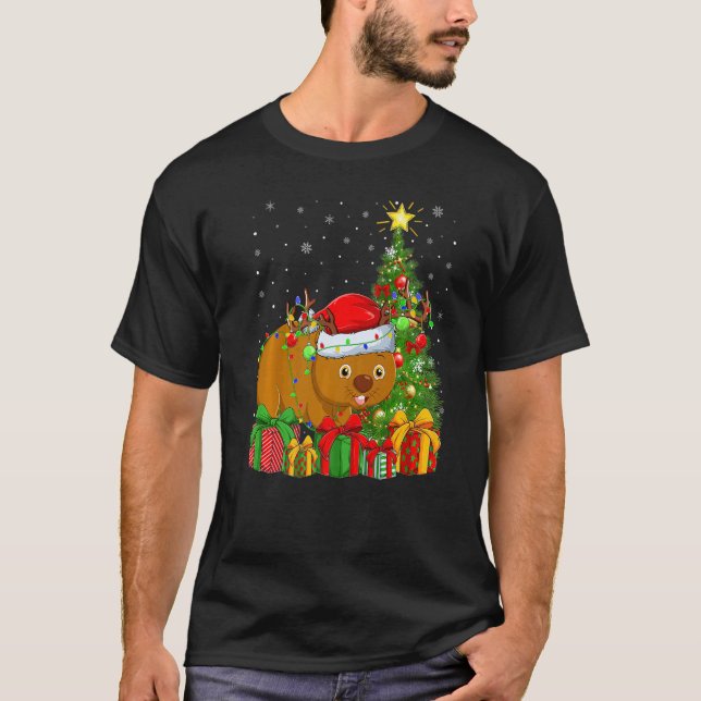 Camiseta Wombat  Xmas Holiday Santa Wombat Christmas Tree (Anverso)
