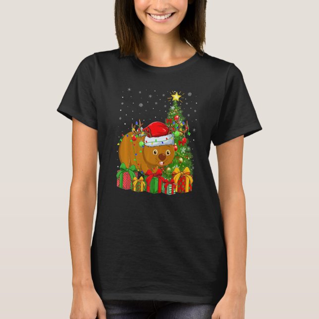 Camiseta Wombat  Xmas Holiday Santa Wombat Christmas Tree (Anverso)