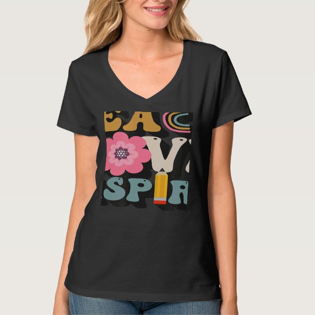 Camiseta Women Back To School Teach Love Inspire female Tea (Anverso)