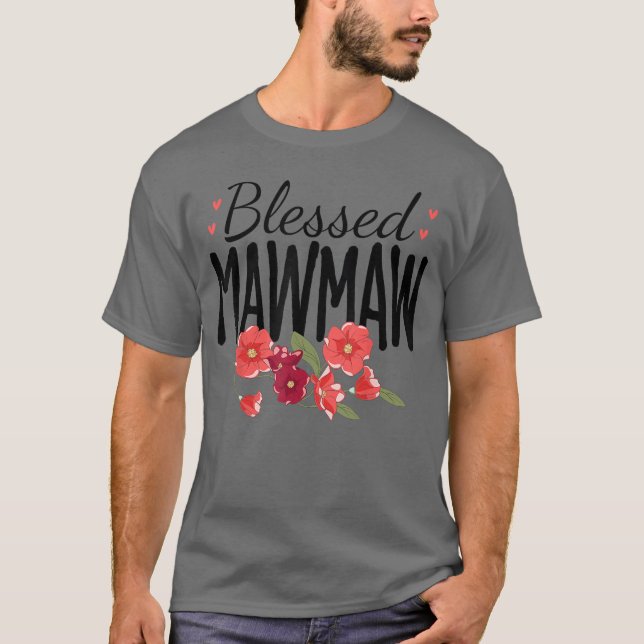 Camiseta Women Flowers Blessed Mawmaw for Grandparents Moth (Anverso)