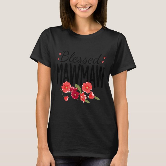Camiseta Women Flowers Blessed Mawmaw For Grandparents Moth (Anverso)