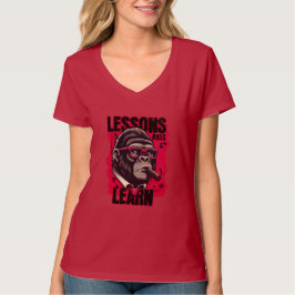 Camiseta Women Gorilla Boss Lessons Learn V Neck T Shirt 