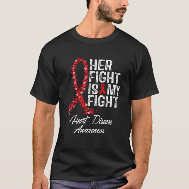 Camiseta Women Hand Her Fight Is My Fight Red Heart Disease (Anverso)