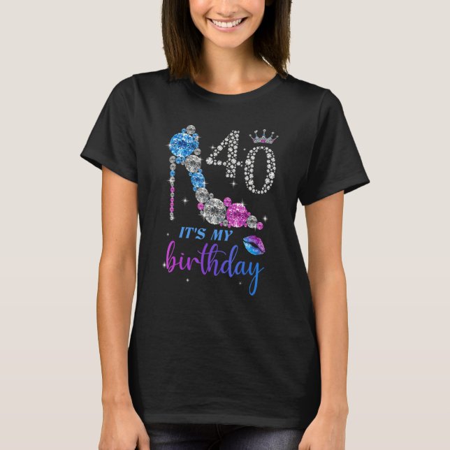 Camiseta Women It S My 40th Purple Shoe Crown Happy 40th Bi (Anverso)