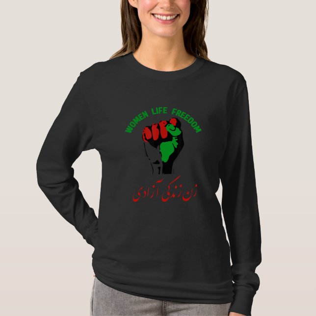 Camiseta Women Life Freedom in Farsi  iran Zan Zendegi Azad (Anverso)
