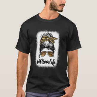 Camiseta Women Mom Life Bleached Mom Life Leopard Messy Bu
