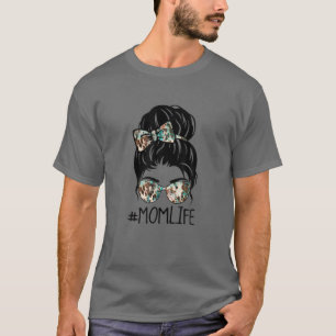 Camiseta Women Mom Life Western Piel de vaca imprime Messy
