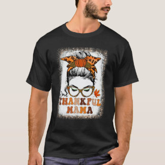 Camiseta Women One Thankful Mama Bleached   Groovy Thanksgi
