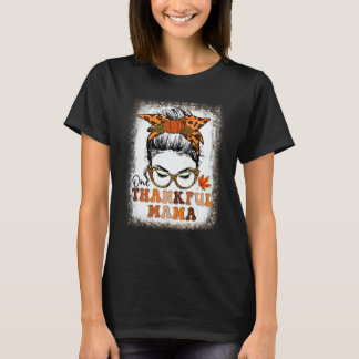 Camiseta Women One Thankful Mama Bleached   Groovy Thanksgi