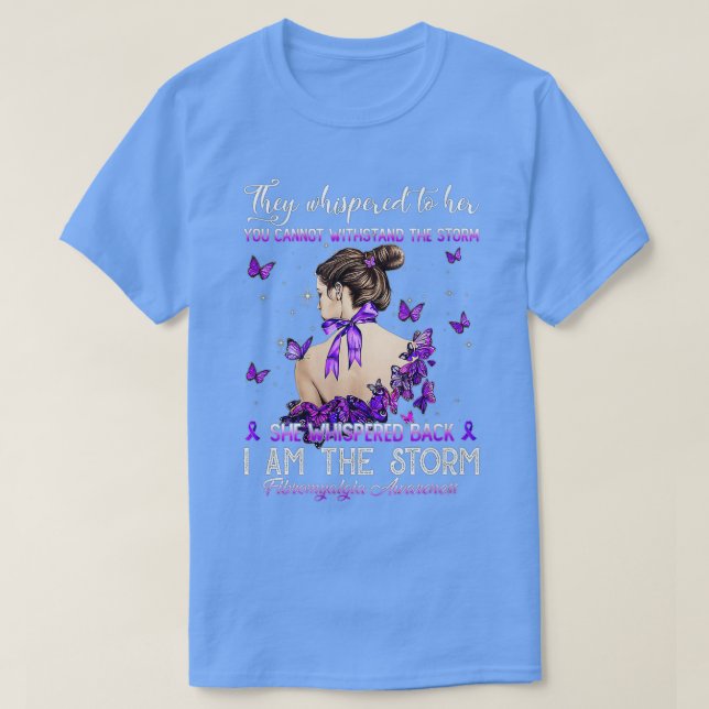 Camiseta Women Purple Ribbon Butterfly Fibromyalgia Awarene (Diseño del anverso)