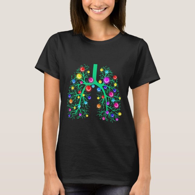 Camiseta Women Resratory Therapy Lung Christmas Lights Lung (Anverso)