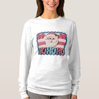 Camiseta Women’s Ho Ho Ho Santa – Faux Embroidery