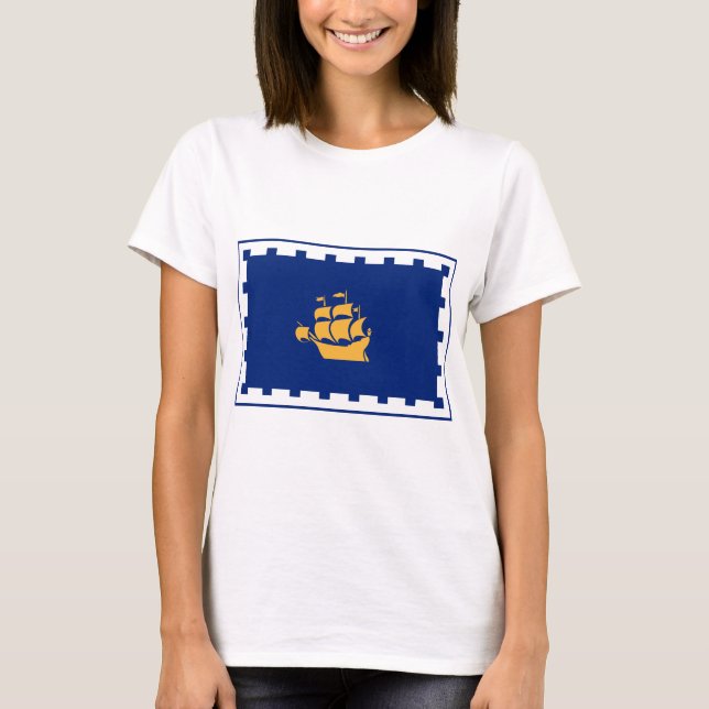 Camiseta Women T Shirt with Flag of Quebec City, Canada (Anverso)