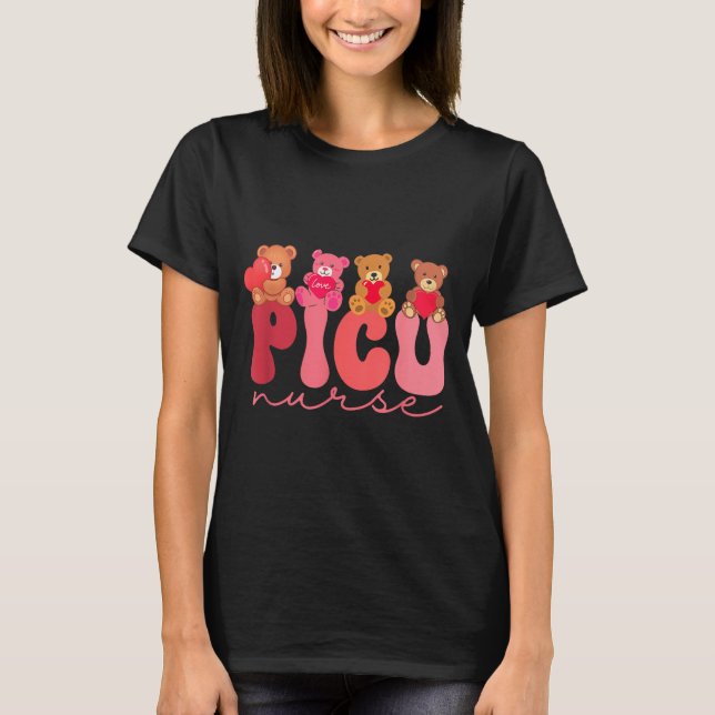 Camiseta Women Valentine Cu Nurse Pediatrics Cute Bears Ped (Anverso)