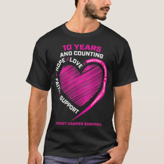 Camiseta Womens 10 Years Cancer Free Gifts Women Pink Breas