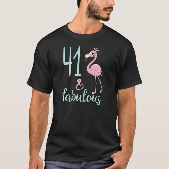Camiseta Womens 41st Birthday 41 Year Old Flamingo Bday Par (Anverso)