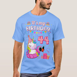 Camiseta Womens 44th Birthday Unicorn Duck Swimming Pool 44