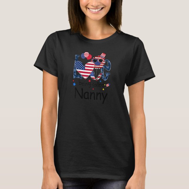 Camiseta Womens 4th Of July Love Being Called Nanny Sunflow (Anverso)