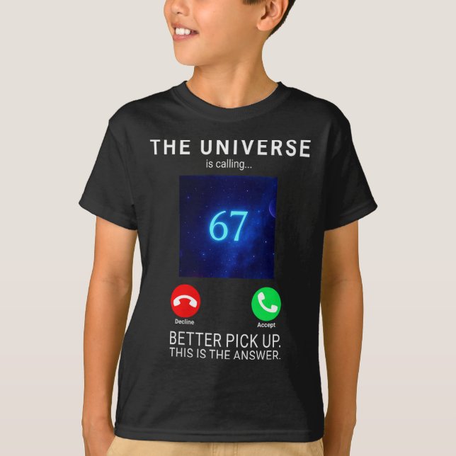 Camiseta Womens 67 Meme The Universe Is Calling V-neck  (Anverso)