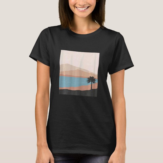Camiseta Womens Abstract mid century modern landscape boho  (Anverso)