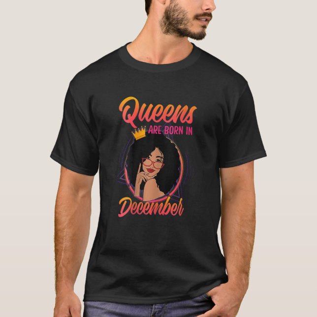 Camiseta Womens Afro Diva A Queen Was Born In December Happ (Anverso)