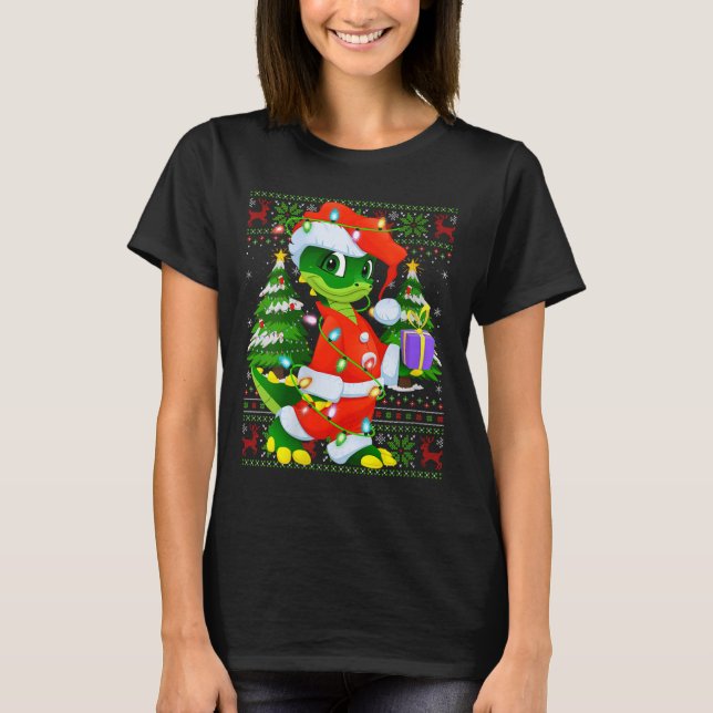 Camiseta Womens Alligator Christmas Lights Santa Costume Ug (Anverso)