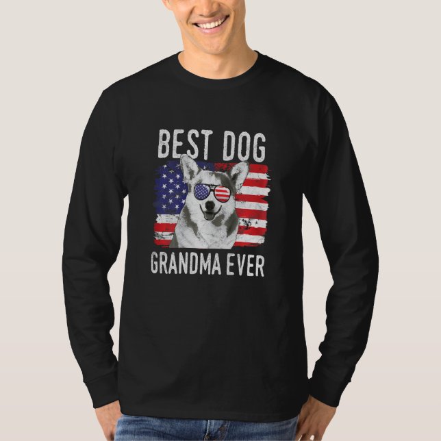 Camiseta Womens American Flag Best Dog Grandma Ever Cardiga (Anverso)