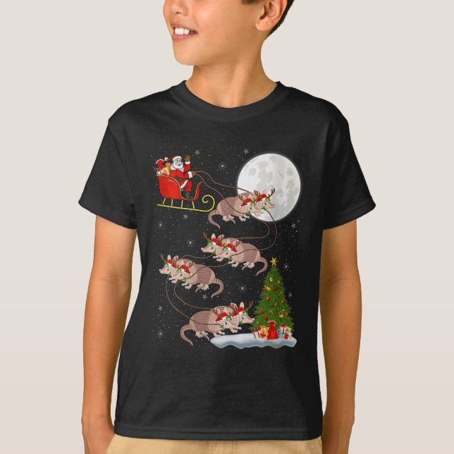 Camiseta Womens Armadillo Santa Sleigh Flying Funny Magical (Anverso)