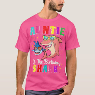 Camiseta Womens Auntie Of The Shark Birthday Family Matchin