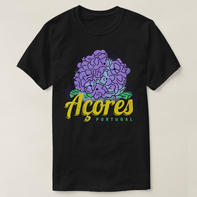 Camiseta Womens Azores Hydrangea Flower Island Portugal Vin (Diseño del anverso)