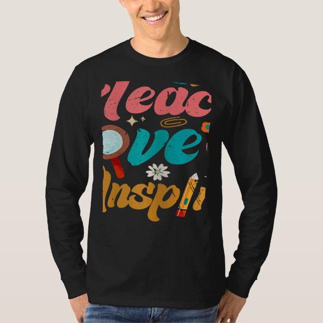 Camiseta Womens Back To School Teach Love Inspire Retro Tea (Anverso)