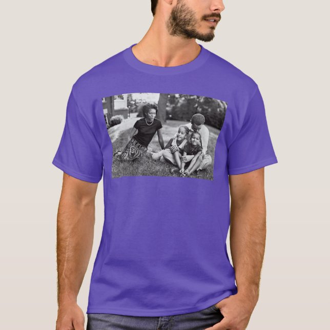 Camiseta Womens Barack Obama Young with Kids and Michelle V (Anverso)