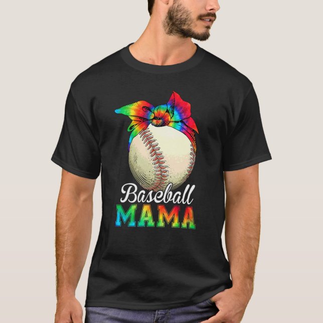 Camiseta Womens Baseball Mama Tie Dye Mother's Day (Anverso)