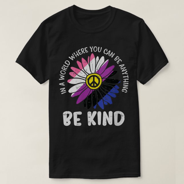 Camiseta Womens Be Kind Genderfluid Daisy Peace Hippie Prid (Diseño del anverso)