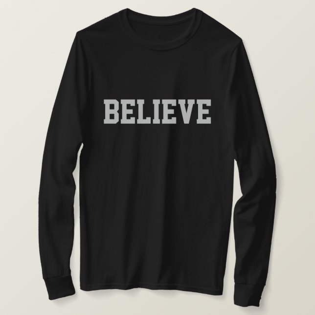 Camiseta Women's Believe Christian Black T-Shirt (Anverso del diseño)