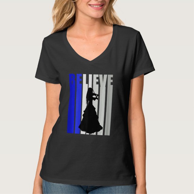Camiseta Womens Believe Violin Life Inspiring Violinist Mus (Anverso)